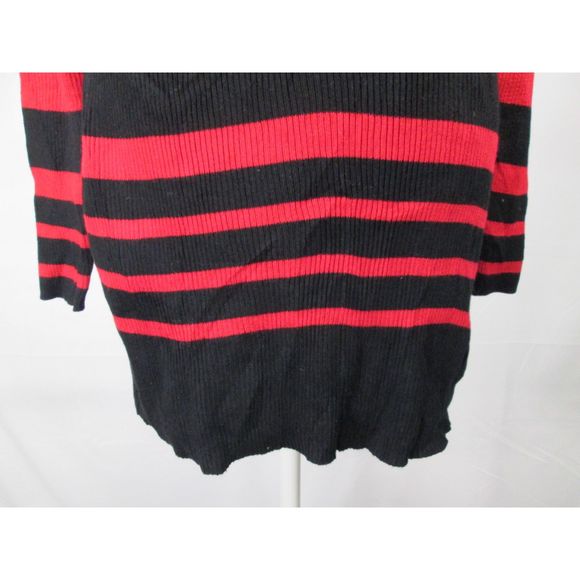 AGB Sweater Dress S Black Red Stripe Pencil Crew Neck Cotton Rayon Blend (RK115) - Picture 4 of 10